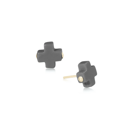 Enewton - Earring - Signature Cross Studs - Charcoal