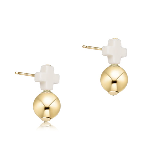 Enewton - Signature Cross Small Off-White Stud - Classic Gold - Findlay Rowe Designs