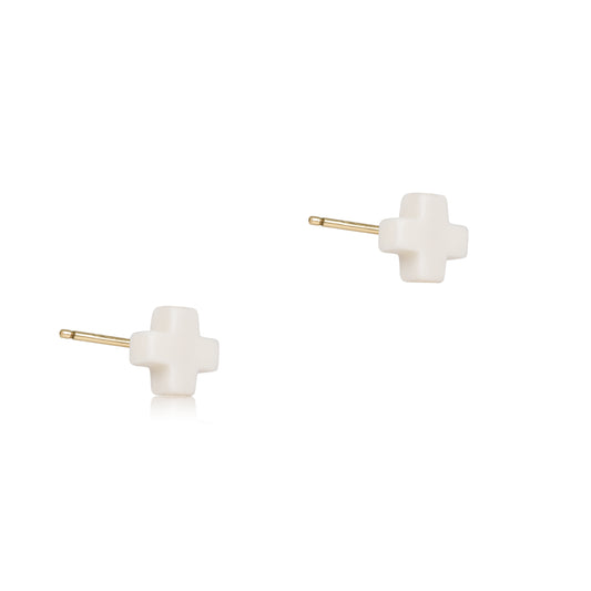Enewton - Signature Cross Small Stud - Off-White - Findlay Rowe Designs