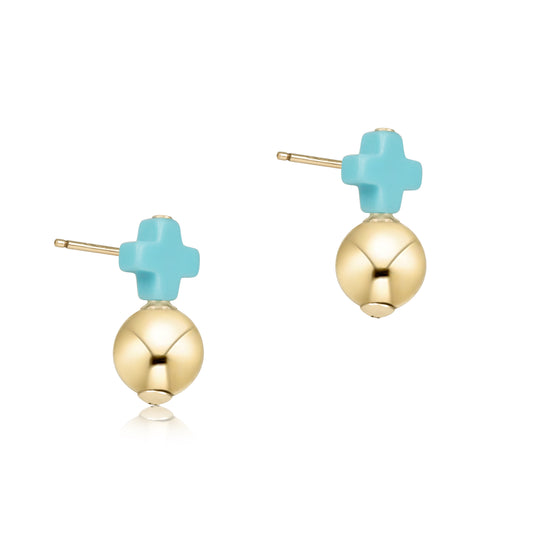 Enewton - Signature Cross Small Turquoise Stud - Classic Gold - Findlay Rowe Designs