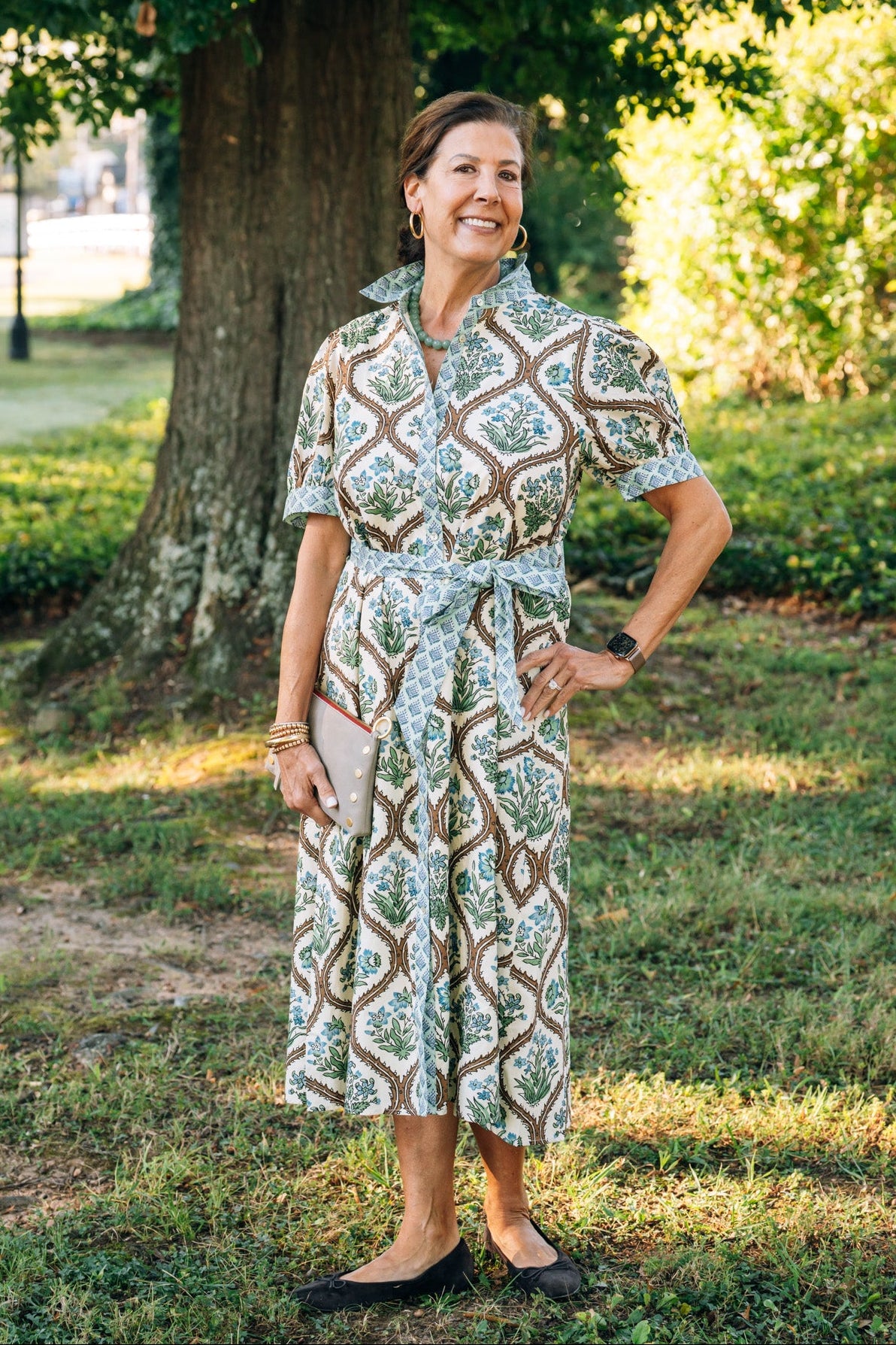 Jodifil - Dress - Midi Short Sleeve Tie Waist - Floral Natural Mix - Findlay Rowe Designs