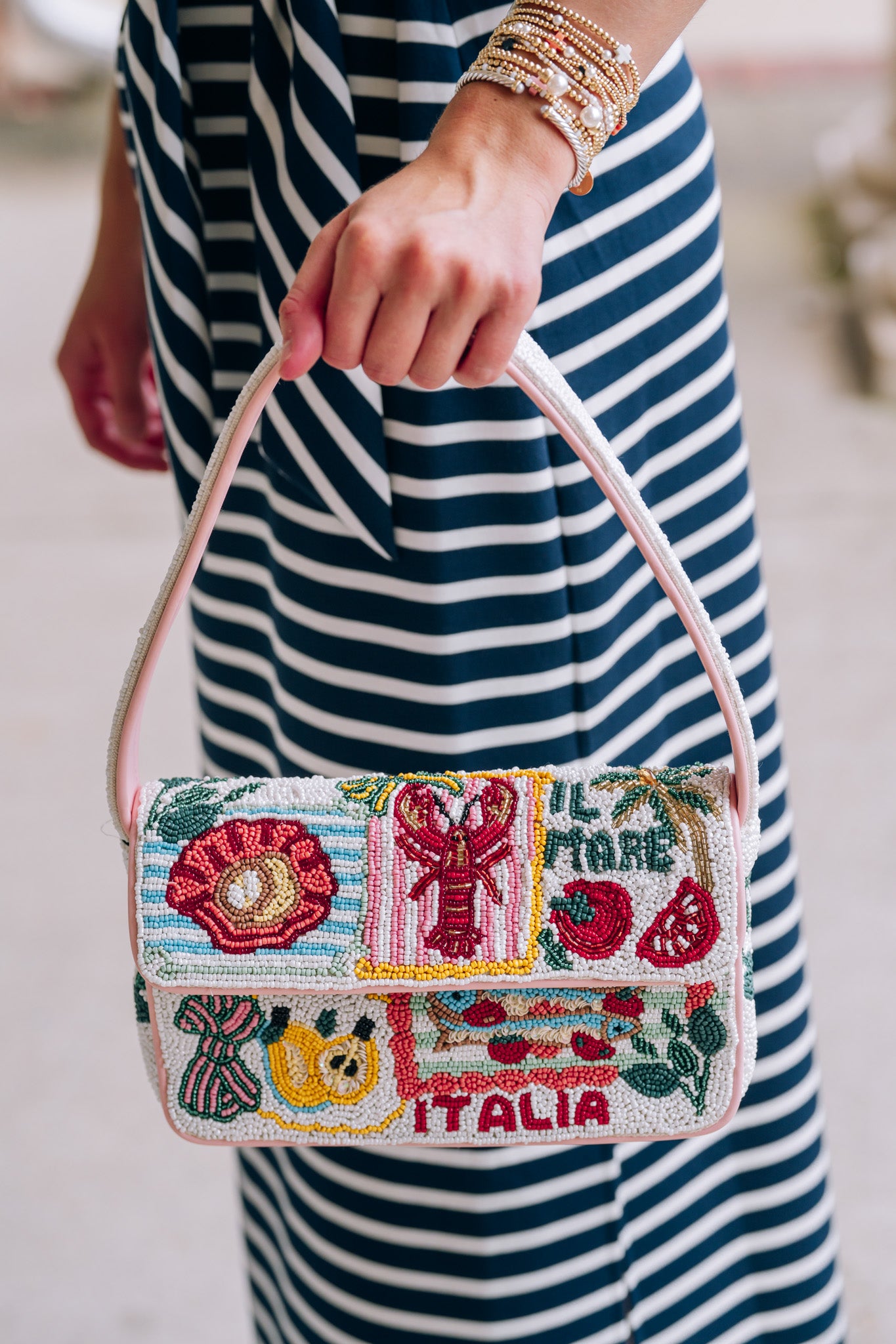 America and Beyond - Destination Beaded Shoulder Bag  - Postcard From Italy - Findlay Rowe Designs