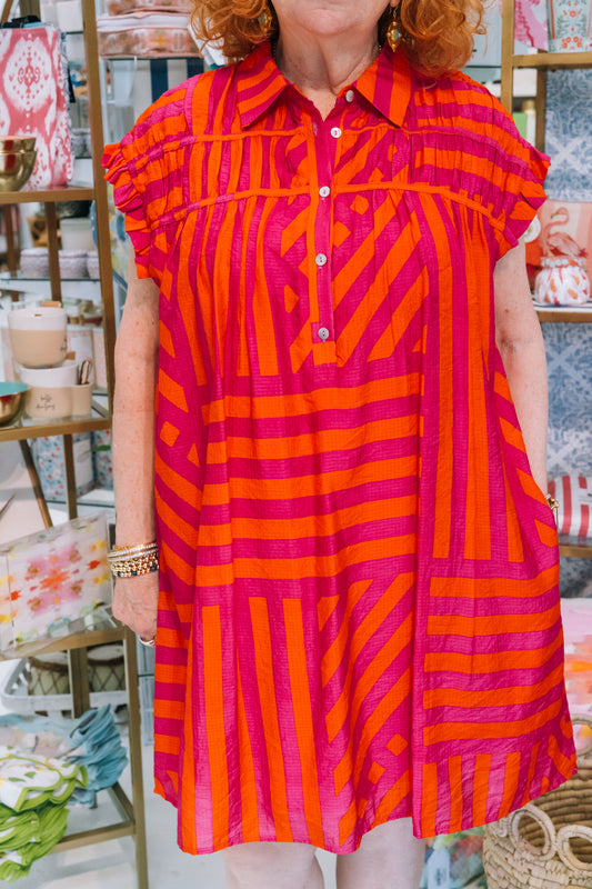Pink and Red Striped Dress - Findlay Rowe Designs