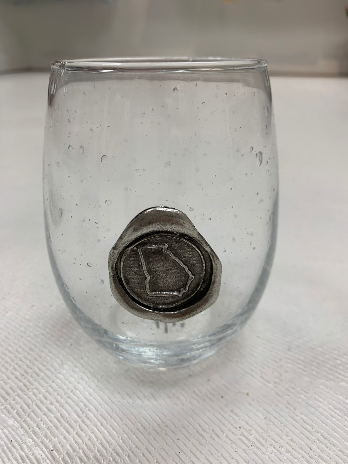 State of Georgia Pewter stamped Stemless Wine Glass - Findlay Rowe Designs