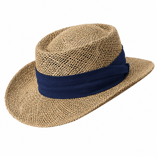 Turner Hat - Caribbean Gambler - Natural Navy Band - Findlay Rowe Designs