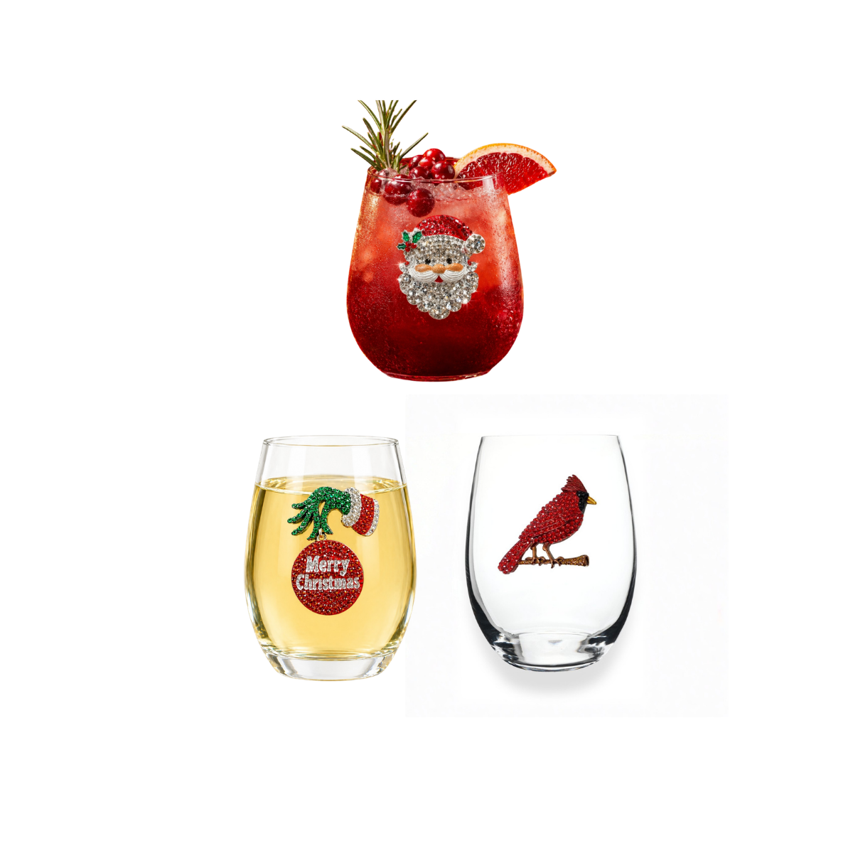 Queens Jewels - Stemless Wine - Jeweled Christmas - Findlay Rowe Designs