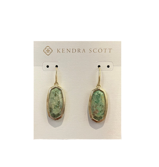 Clearance - Kendra Scott - Framed Dani Gold Drop Earrings - Sea Green Chrysocolla - Findlay Rowe Designs