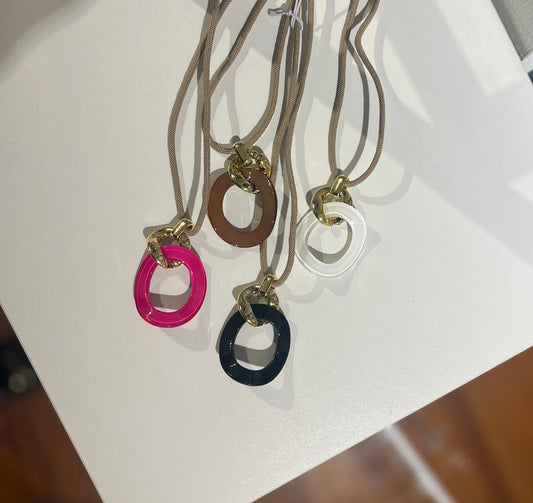 Necklace - Curved Oval Pendant Long - Findlay Rowe Designs