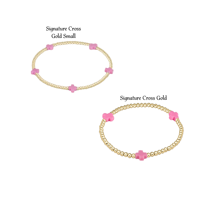 Enewton - Signature Cross Gold Small 2mm Bracelet - Bright Pink - Findlay Rowe Designs