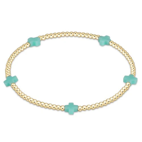 Enewton - Signature Cross Gold Small 2mm Bracelet - Mint - Findlay Rowe Designs