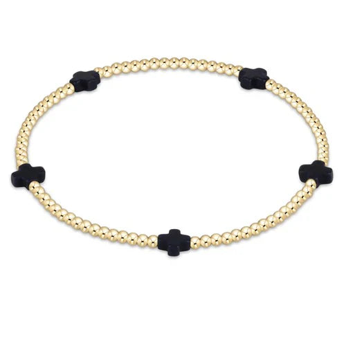 Enewton - Signature Cross Gold Small 2mm Bracelet - Charcoal - Findlay Rowe Designs