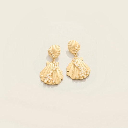 Spartina - Earring - Scallop Shell White Opal - Findlay Rowe Designs