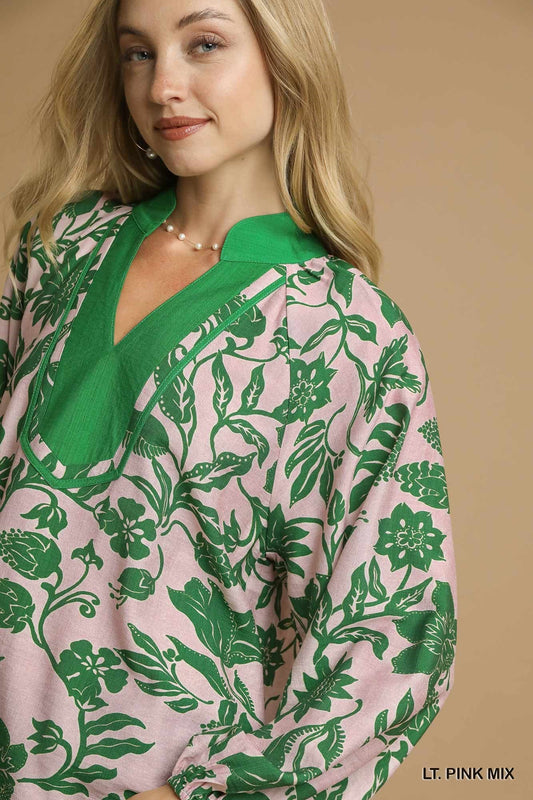 Umgee - Top - Floral Print Top - Pink Green - Findlay Rowe Designs