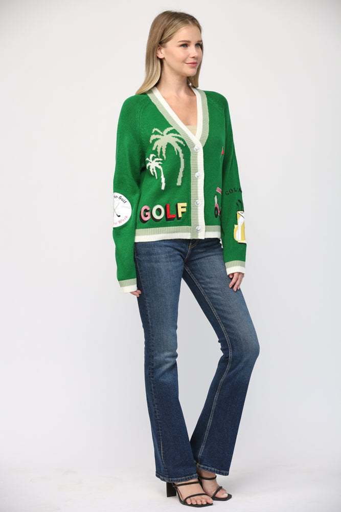 Cardigan - Embroidered Golf – Findlay Rowe Designs