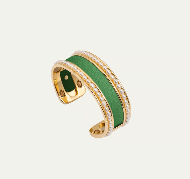 Hyde Forty Seven - Bracelet - Beaded Channel Cuff - Narrow - Polished Gold Pearl - Findlay Rowe Designs