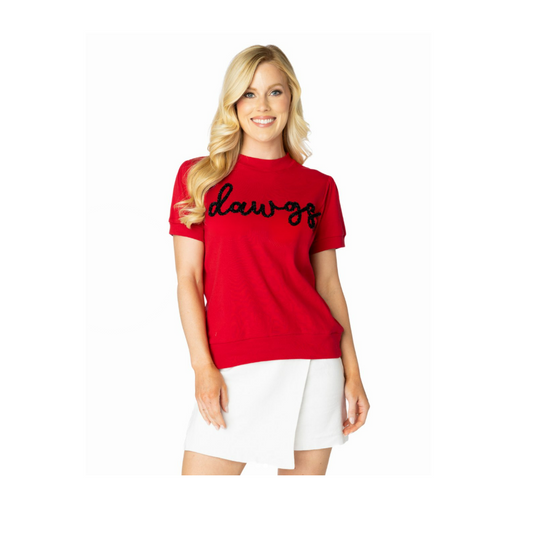 Tee Shirt - Red Short Sleeve - Black Glitter Dawgs