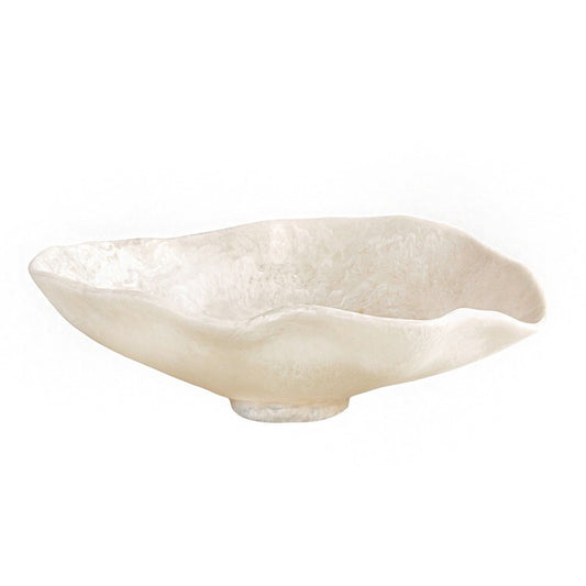 Beatriz Ball - Large Oval Bowl - Resin Alabaster White Swirl