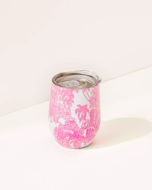 Lilly Pulitzer -Stainless Steel Stemless Wine Tumbler in Palm Beach Toile