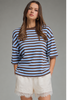 Entro - Top - Short Sleeve Ribbed - Blue Brown - Findlay Rowe Designs