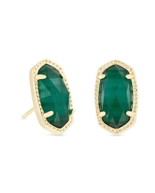 Kendra Scott - Earrings - Ellie Gold Stud - Emerald Cat's Eye - Findlay Rowe Designs