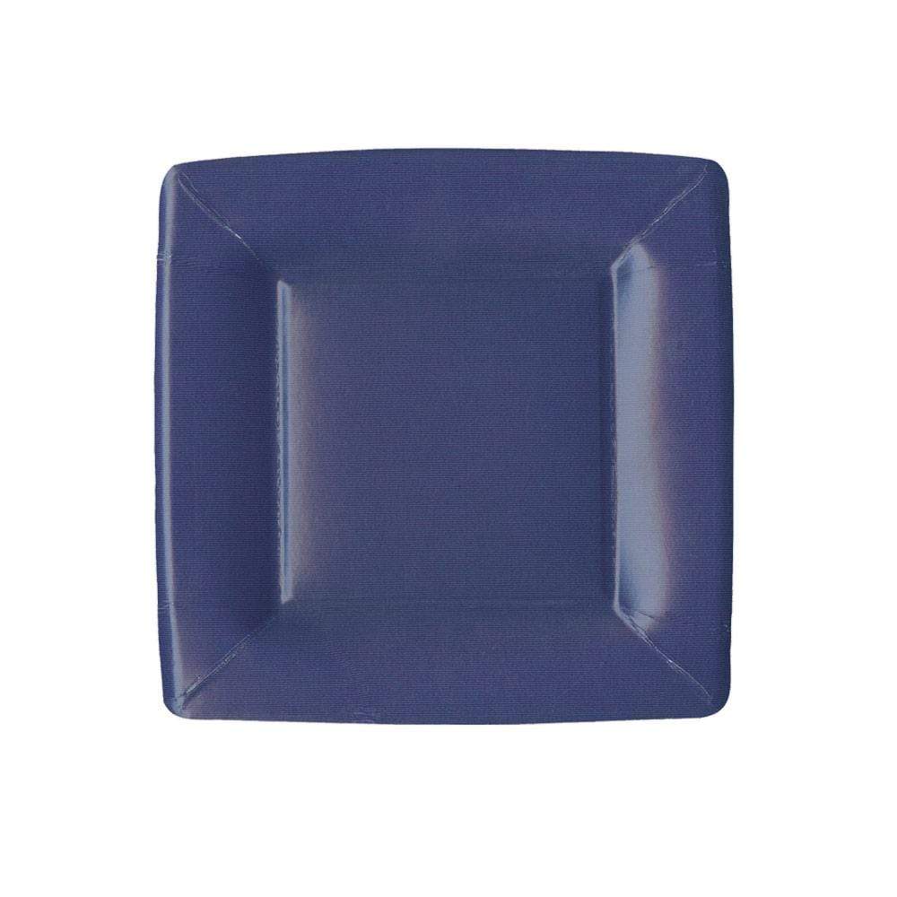 Caspari - Square Salad Dessert Plates - Grosgrain Border Navy - Findlay Rowe Designs