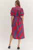 Entro - Dress - Midi  Button-down Striped - Red Navy - Findlay Rowe Designs