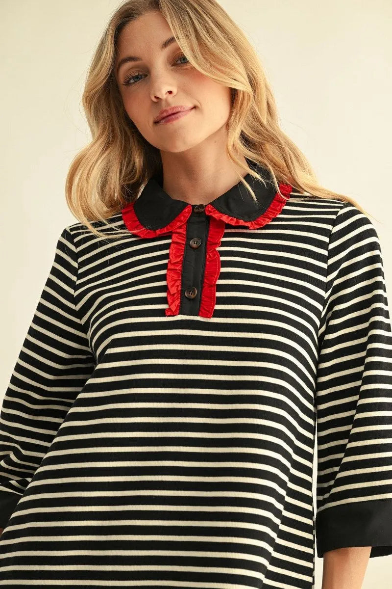 Jodifl - Dress - Collared Mini - Red and Black - Findlay Rowe Designs