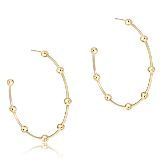 Beaded Simplicity 1.5" Post Hoop - 4mm Gold