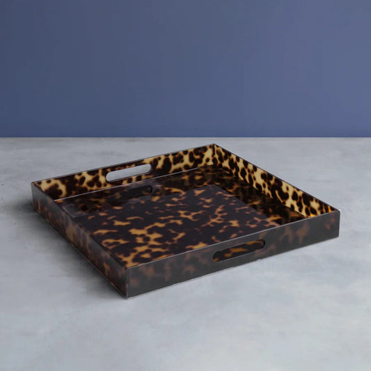 Beatriz Ball - VIDA Acrylic Tortoise Large Square Tray With Handles - Findlay Rowe Designs