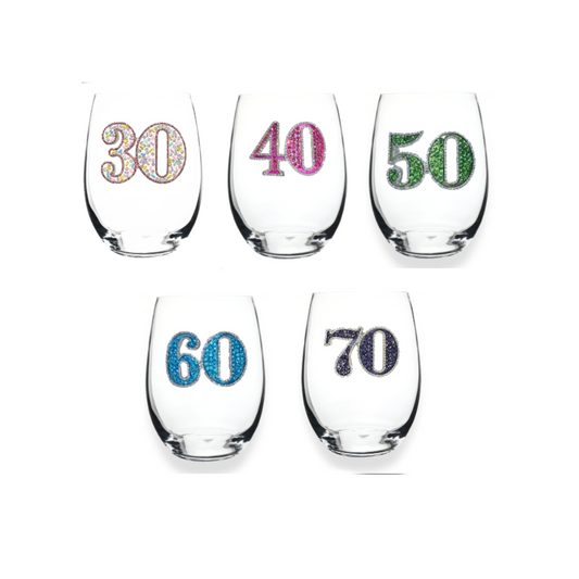Queens Jewels - Stemless Wine - Jeweled Birthday - Findlay Rowe Designs