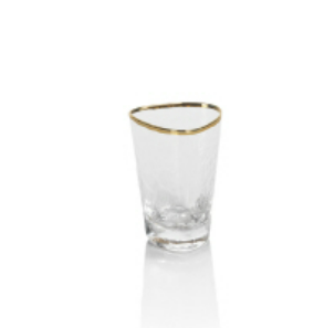 Aperitivo Triangular Shot Glass, Clear with Gold Rim