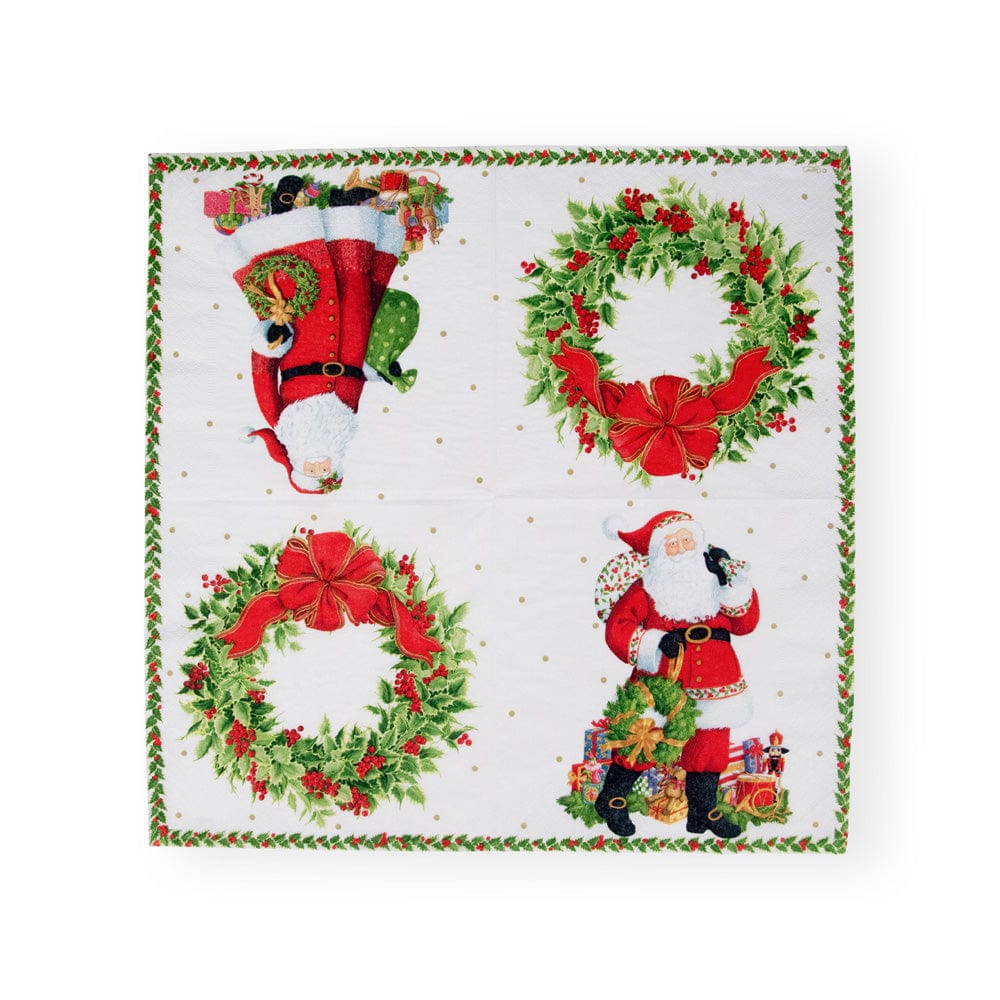 Caspari - Luncheon Napkins - Jolly St. Nick