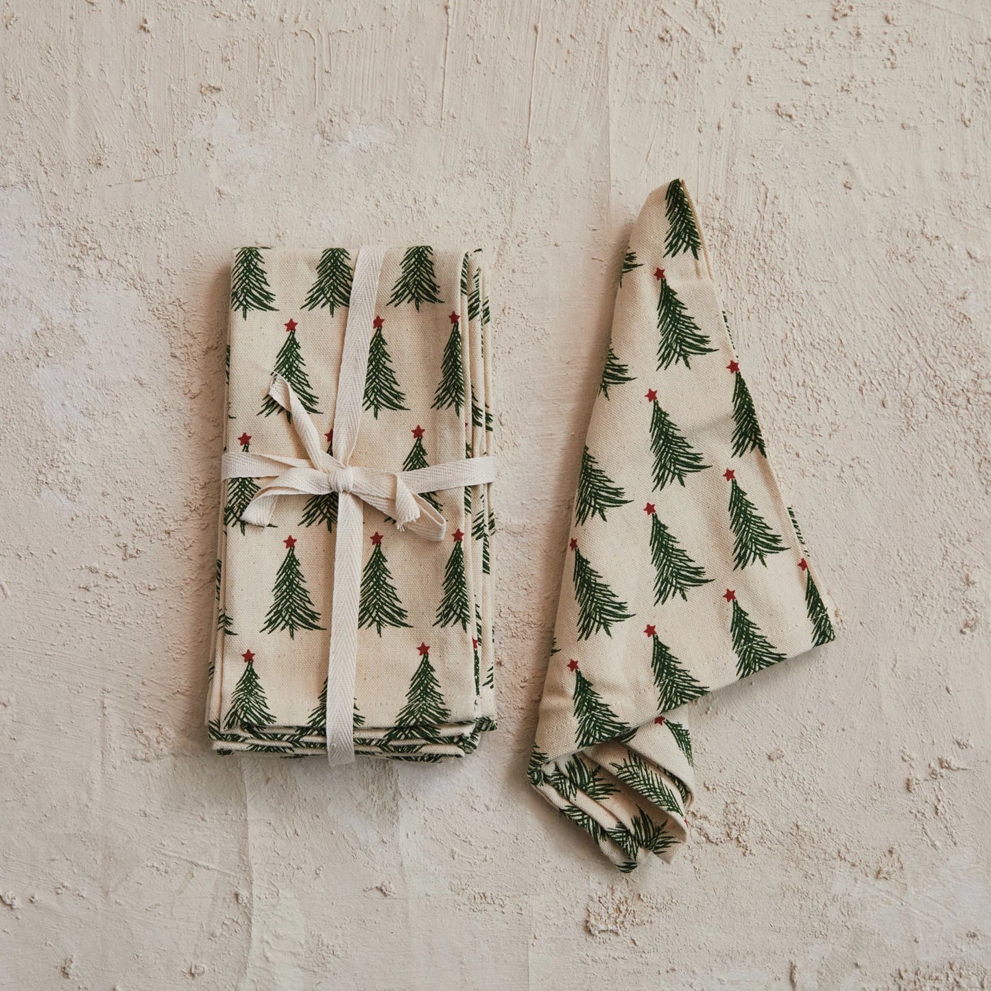 Cloth Napkins - Stonewashed Set 4 - Christmas Trees