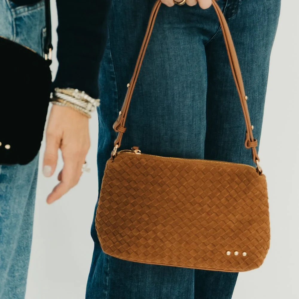 Pretty Simple Bags -  Suede Harper Hobo Shoulder Bag - Camel - Findlay Rowe Designs