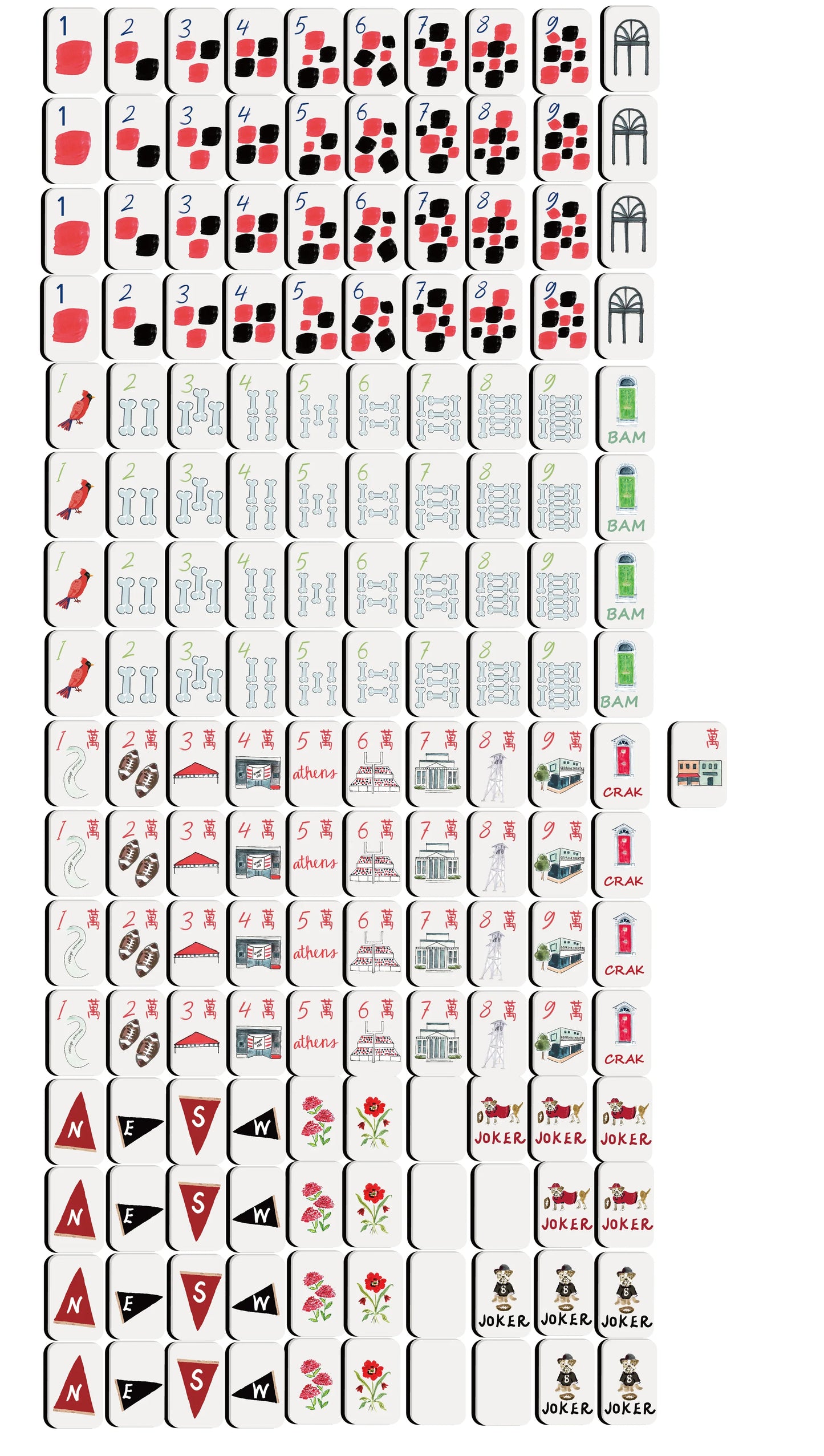 Keva - Limited Edition Mahjong Set - Athens Georgia Bulldogs - Findlay Rowe Designs
