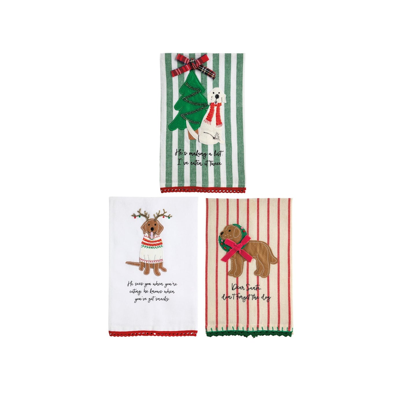 Mud Pie - Tea Towel - Dog Christmas Appliqué - Findlay Rowe Designs