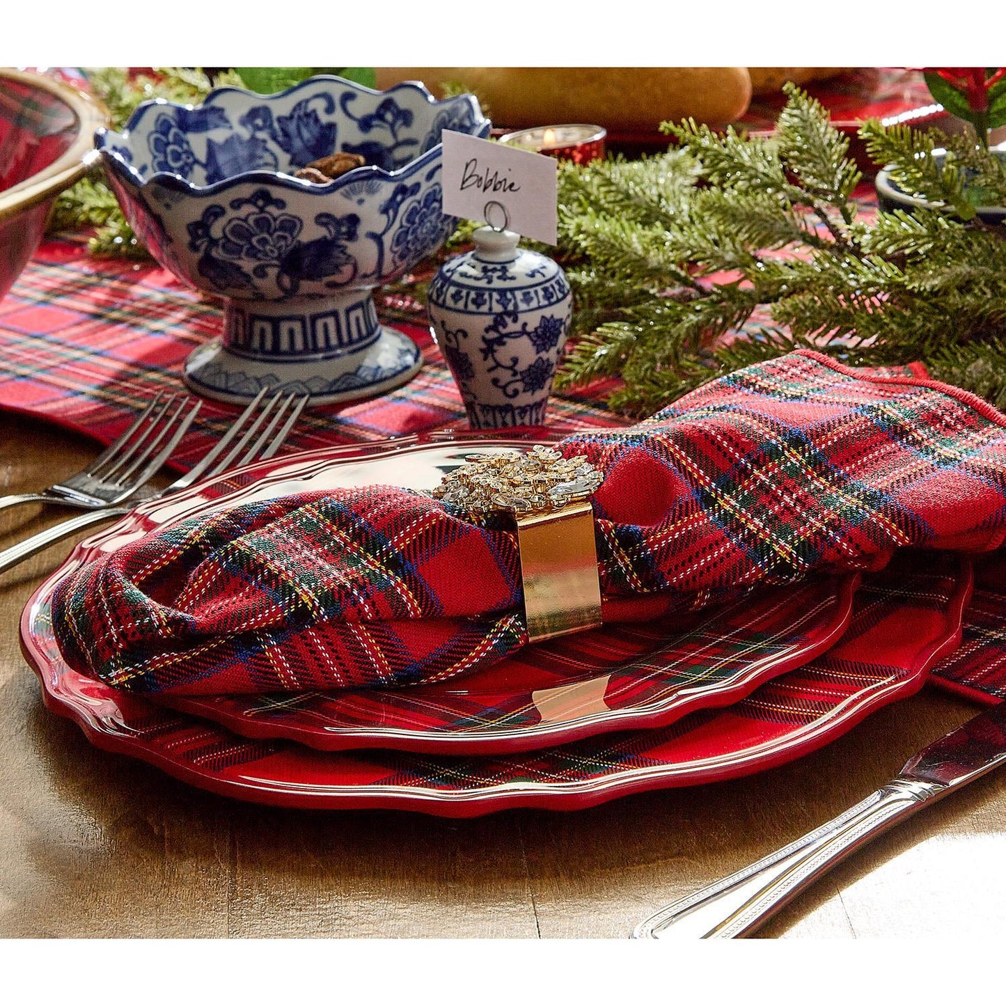 Napkin Rings - Jeweled Wreath Square - Set of 4 Gift Boxed - Findlay Rowe Designs