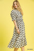 Umgee - Dress - Polka Dot Ruffle Smocked Midi - Black Off White - Findlay Rowe Designs