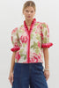 Top - Floral Short Sleeve - Pink Ruffles - Findlay Rowe Designs