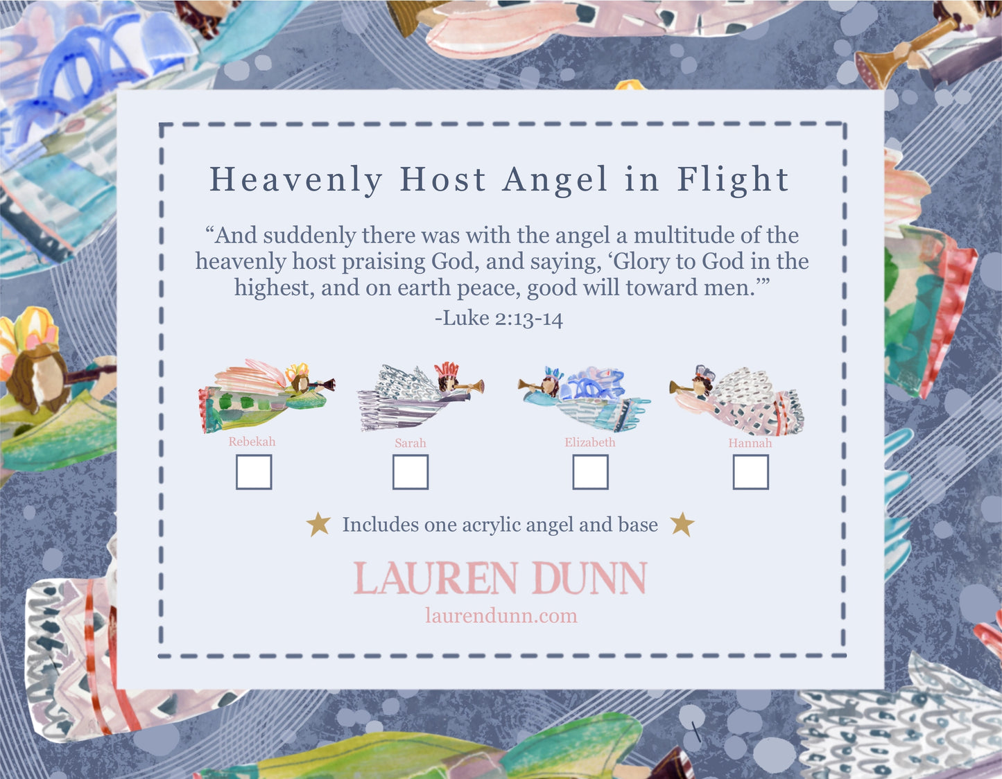 Lauren Dunn - Acrylic Art - Christmas Heavenly Host Angel - Findlay Rowe Designs