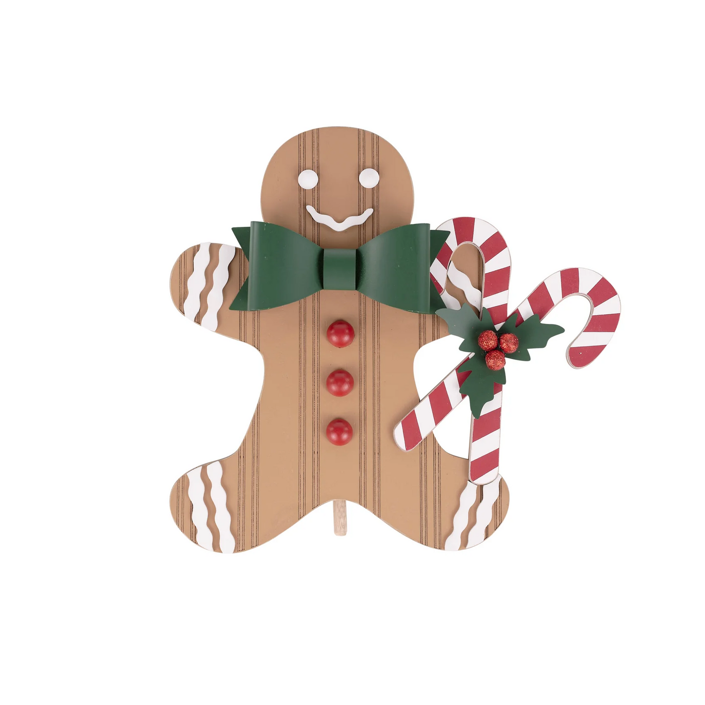 Glory Haus - Wood Topper - Gingerbread Man Candy Cane - Findlay Rowe Designs