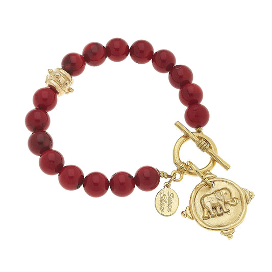 Susan Shaw - Bracelet - Elephant Intaglio Red Coral