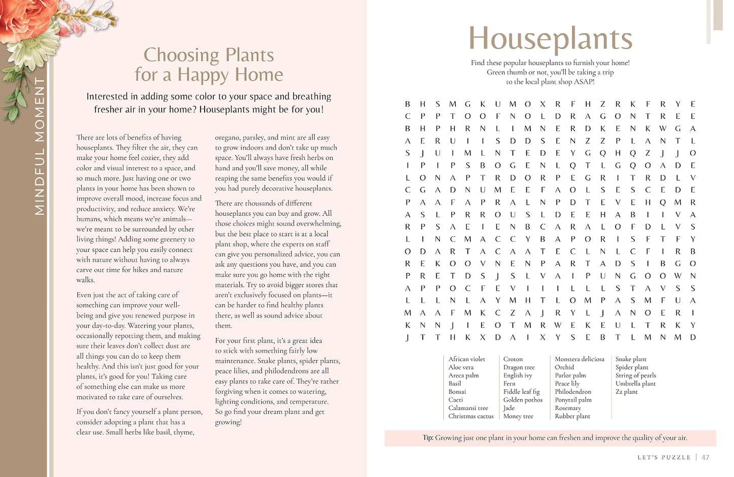 MindfulMoments Word Search: A Calming Collection of Brain-Boosting Puzzles to Help You Relax & Unwind - Findlay Rowe Designs