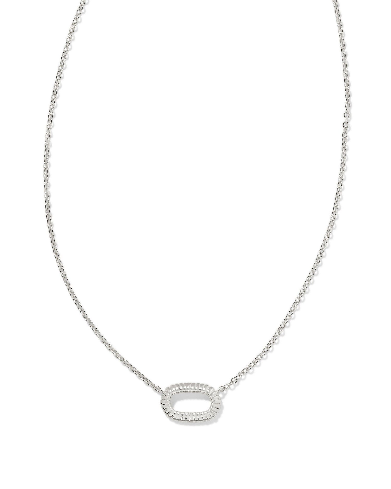 Kendra Scott Elisa Silver Ridge Open Frame Short Pendant Necklace Findlay Rowe Designs