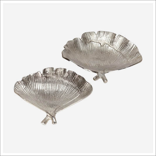 Decorative Tray - Lancaster Silver Metal Decorative Leaf