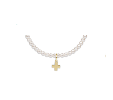 Enewton - Classic Pearl 3mm Bead Bracelet - Signature Cross - Gold - Findlay Rowe Designs