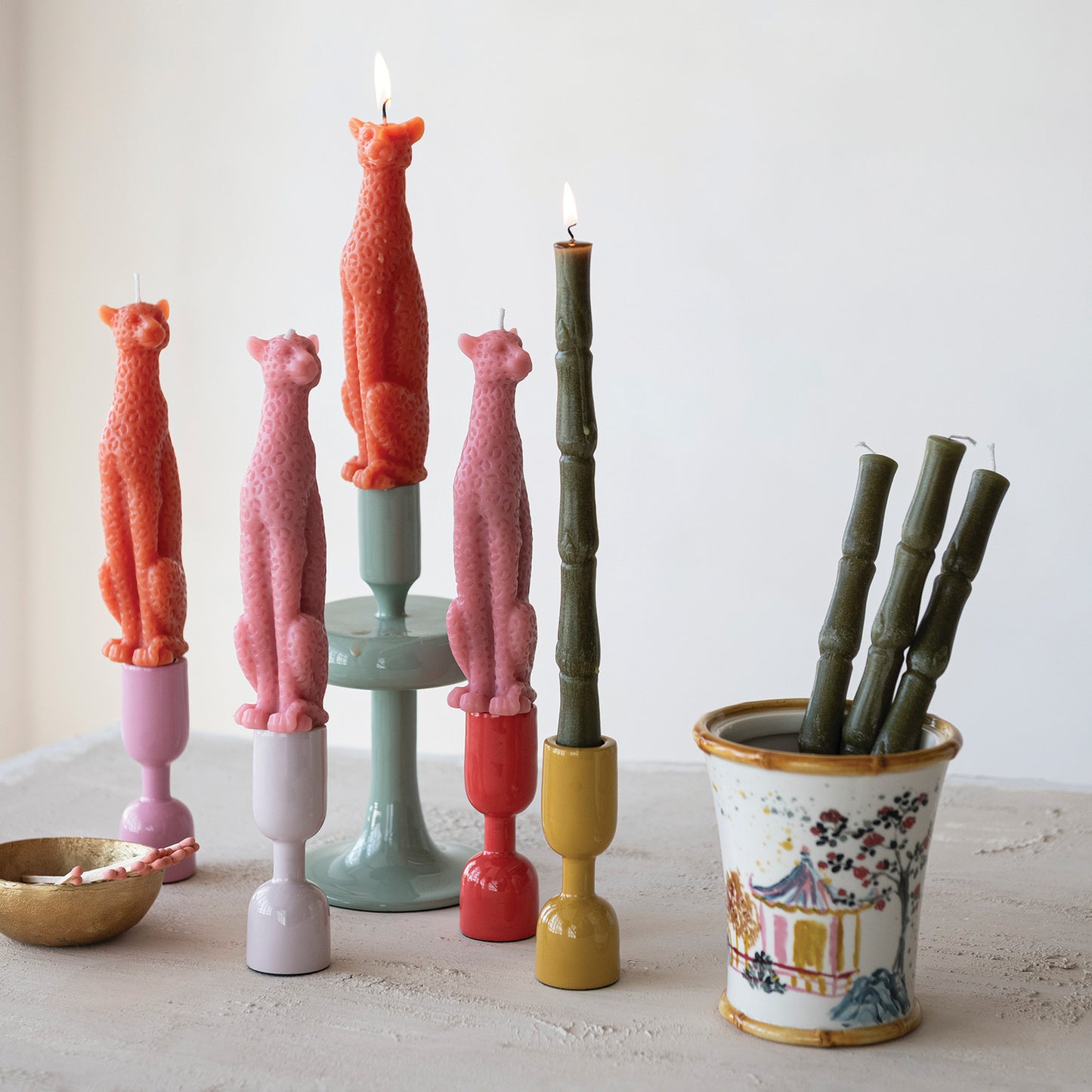 Candle - Taper - Bamboo Shaped Unscented - Set 2 - Findlay Rowe Designs