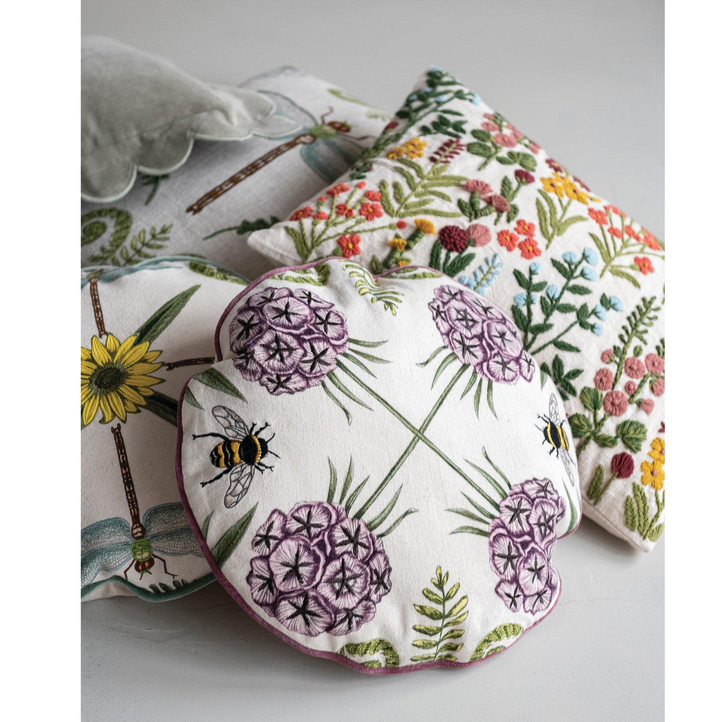 Pillow - Botanical Bee or Dragonfly - 16in - Findlay Rowe Designs