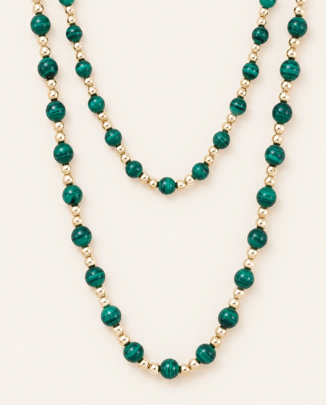 Natalie Wood - Necklace - Beaded Necklace - Malachite - Gold - Findlay Rowe Designs