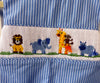 Anavini - Smocked JonJon - Blue Stripe - Zoo Animals - Findlay Rowe Designs